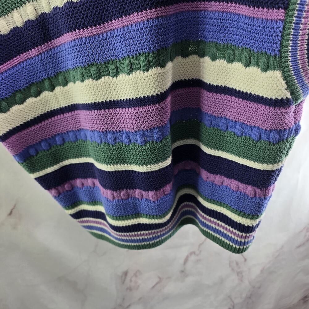 Marine Layer Sweater Womens Large Purple Blue White Striped Cotton Rory - Picture 7 of 10